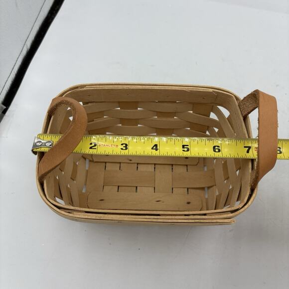Longaberger Basket Basic Small Wood w Handles 7"x5"x3.5" Handwoven 1997 Vintage - Picture 9 of 9
